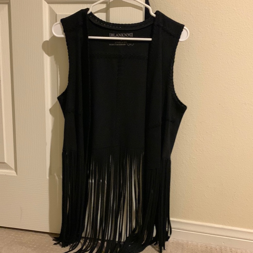 Blank NYC black fringe vest